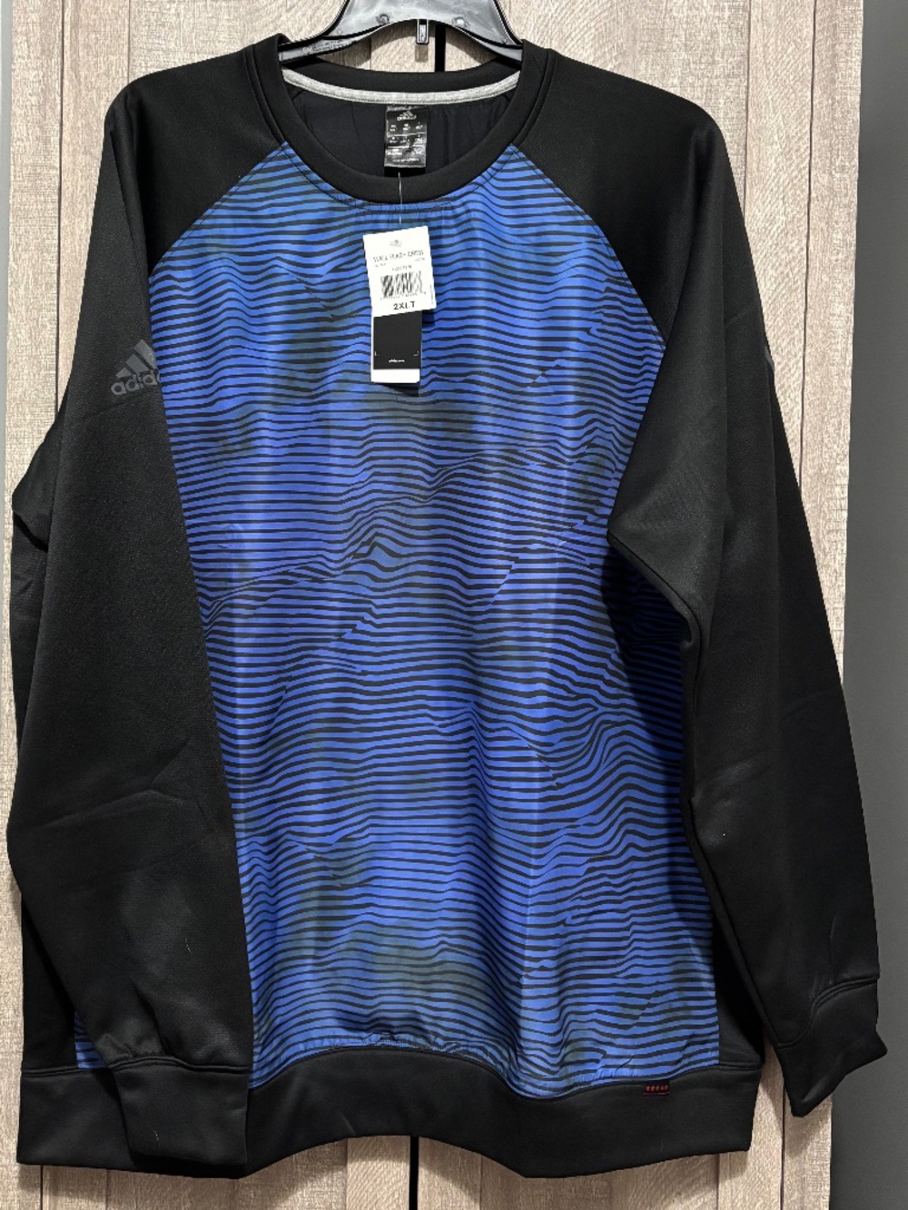 Men's Adidas Wall Flash Crew Sweatshirt Windbreaker 2XLT Blue and Black